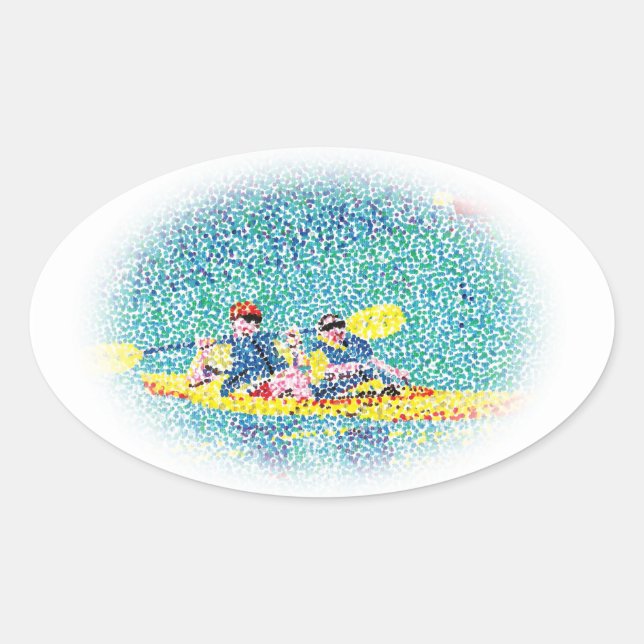 Pointillisme Kayak peinture de scène, autocollants (Devant)