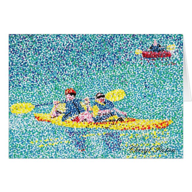 Pointillisme kayak peinture de scène, Cartes (Devant horizontal)