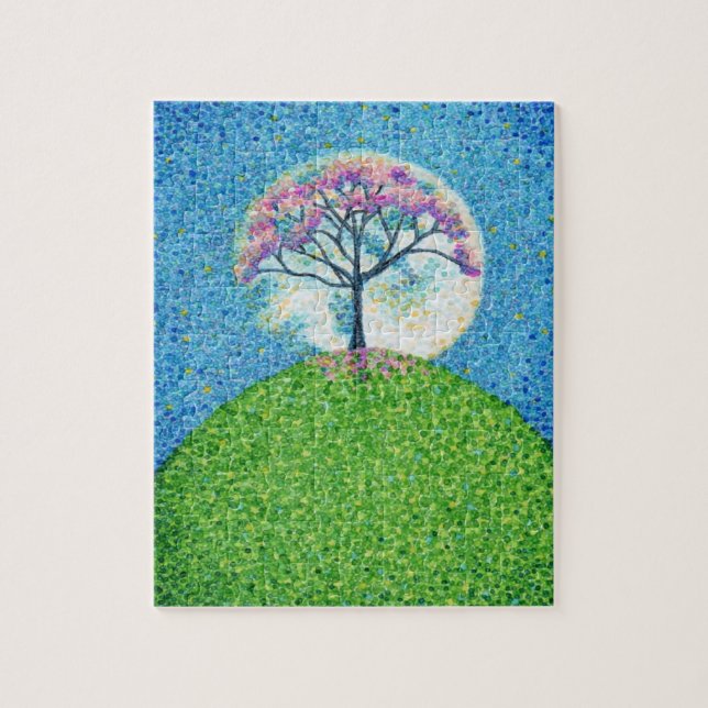 Pointillismus Frühlingsbaum Originelle Kunst (Vertikal)