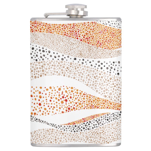 Pointillismus Wavy Polka: Niedlich Doodle Textile Flachmann (Vorderseite)
