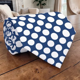 Points blancs sur cravate bleue personnalisée