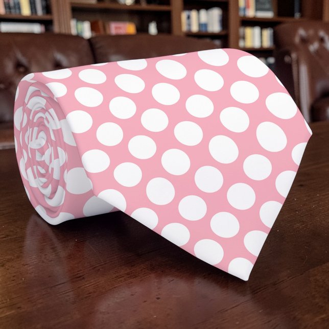 Points blancs sur cravate personnalisée rose (Créateur téléchargé)