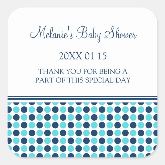 Points bleus Baby shower Favoriser les autocollant (Devant)
