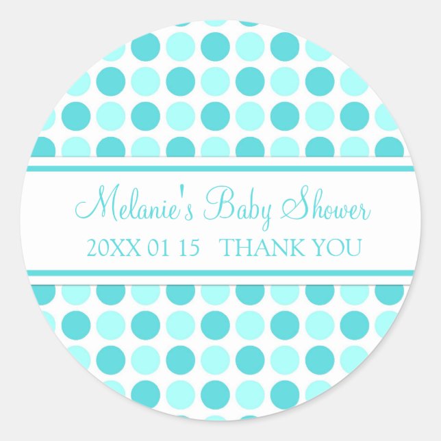 Points bleus Baby shower Favoriser les autocollant (Devant)