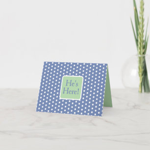 Points bleus et blancs avec monogramme vert