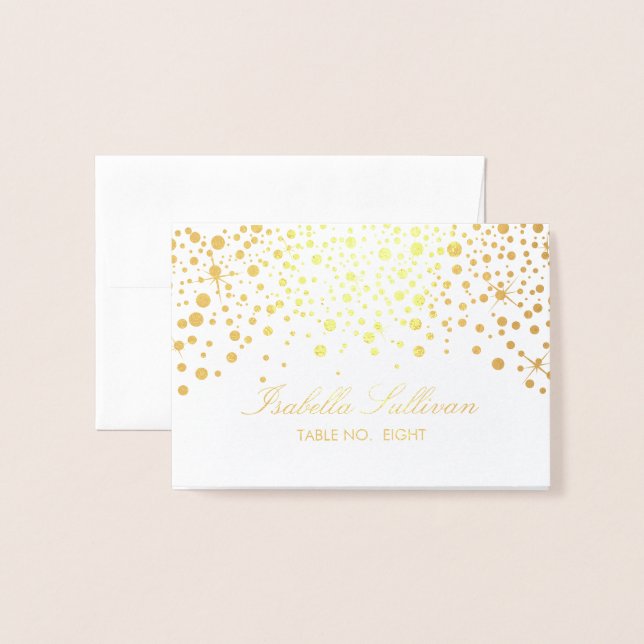 Points Confetti blancs et or | Cartes (Devant avec enveloppe)