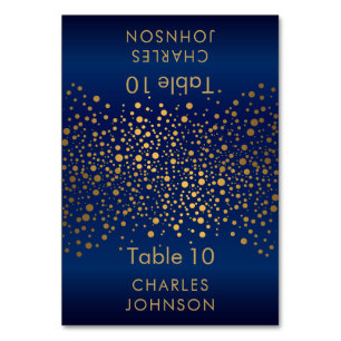 Points Confetti bleu marine et or 3 Cartes de Plac