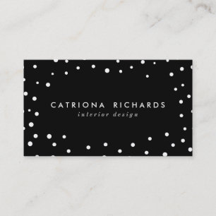 Points Confetti Noir & Blanc Carte de visite moder