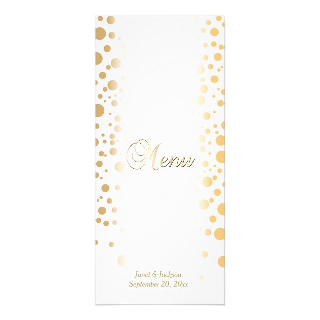 Points Confetti Or Élégants | Menu Mariage (Devant)