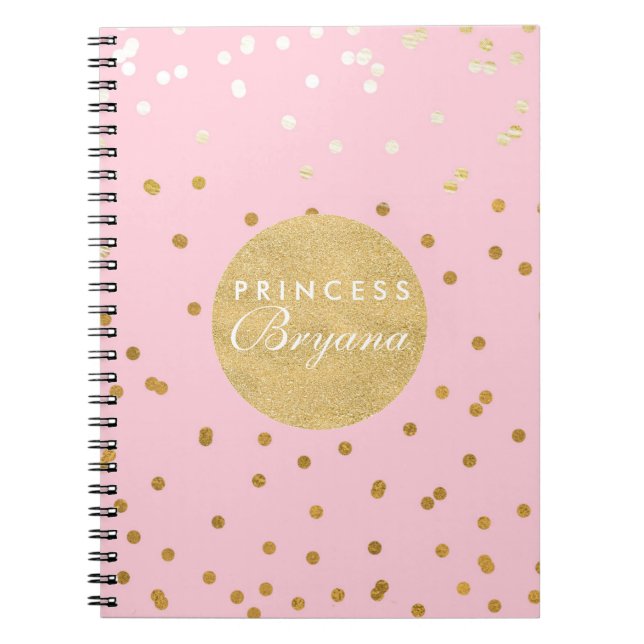 Points Confetti rose et or brillants Carnet modern (Devant)