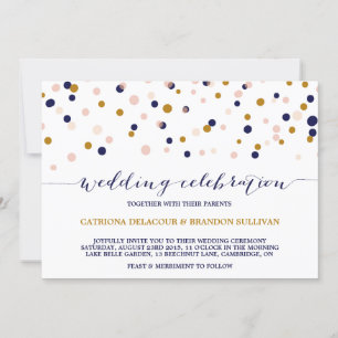 Points Confetti rose et or Faire-part de mariage I