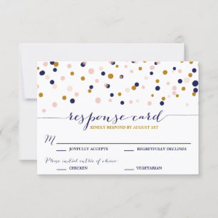Points Confetti Rose & Or Mariage Carte RSVP II