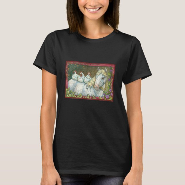 POINTS DANS LE T-SHIRT STABLE, CHEVAL ET POULET (Devant)