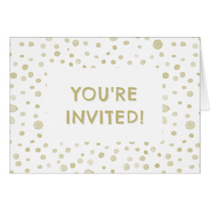 Points d'aquarelle Gold Confetti Invitation d'anni