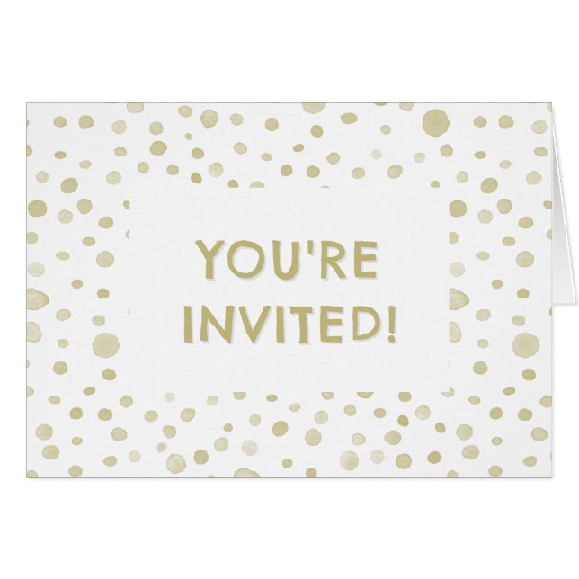 Points d'aquarelle Gold Confetti Invitation d'anni (Devant Horizontal)