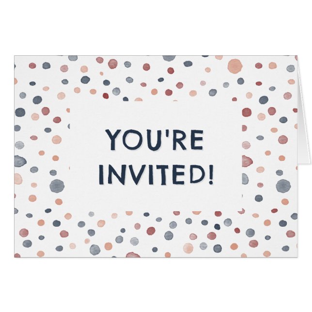 Points d'aquarelle Marcus Confetti Invitation d'an (Devant Horizontal)
