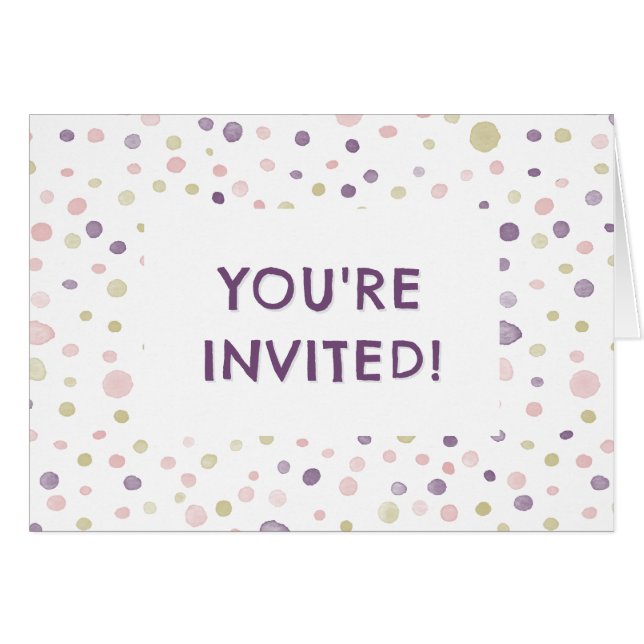 Points d'aquarelle Susan Confetti Invitation d'ann (Devant Horizontal)