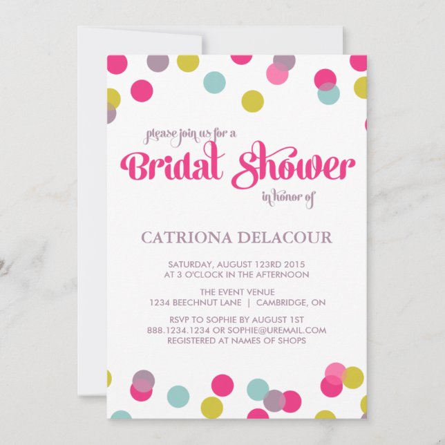 POINTS DE CONFÉTITE COLORÉS | INVITATION DE DOUCHE (Devant)