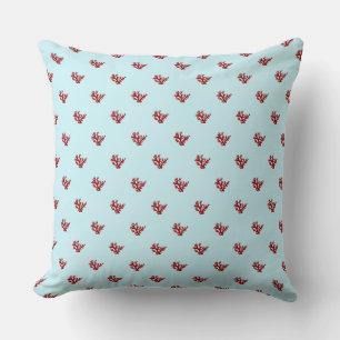 Points de corail rouge Oreiller bleu clair