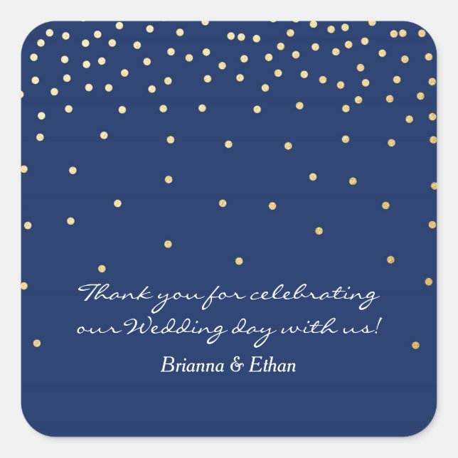 Points d'huile bleu et or Stickers de mariage mode (Devant)