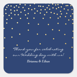 Points d'huile bleu et or Stickers de mariage mode