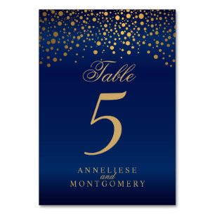 Points d'or et satin bleu marine - Numéro de table