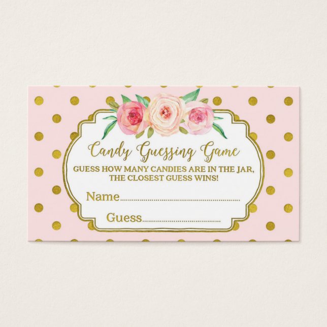 Points d'or rose Baby shower Candy Guesser Jeu (Devant)