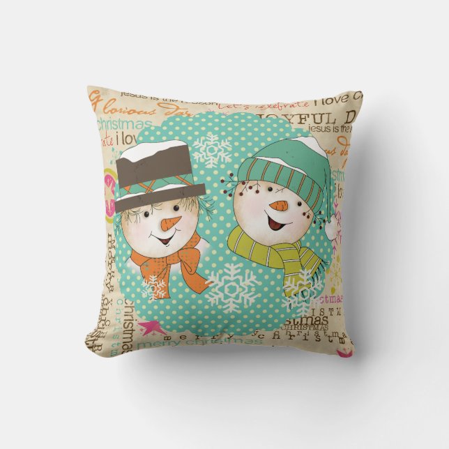 Points et typographie des Snowmen Coussin de vacan (Recto)