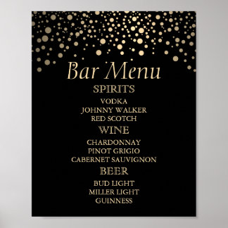 Points Faux Noir et Or - Poster du menu du bar