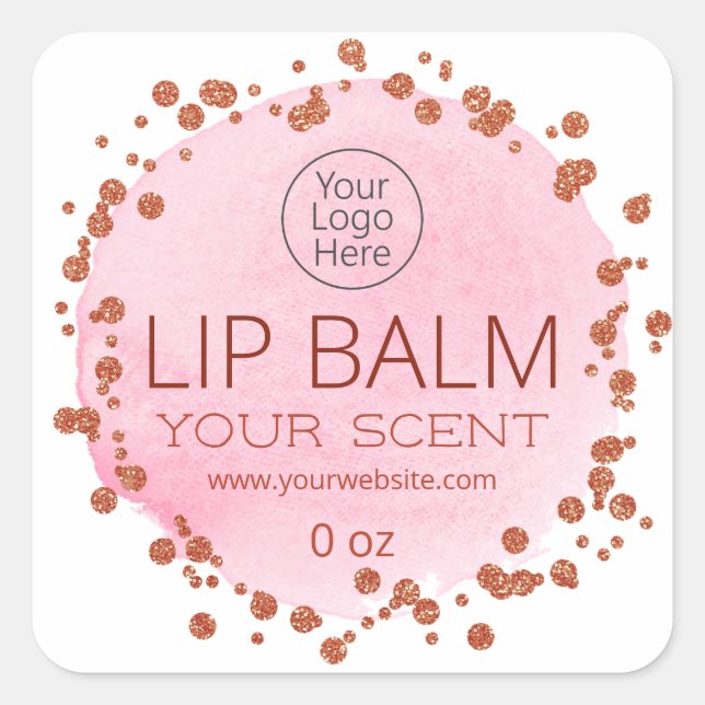 Points Or Rose Et Rose Lip Balm Logo Étiquettes (Devant)