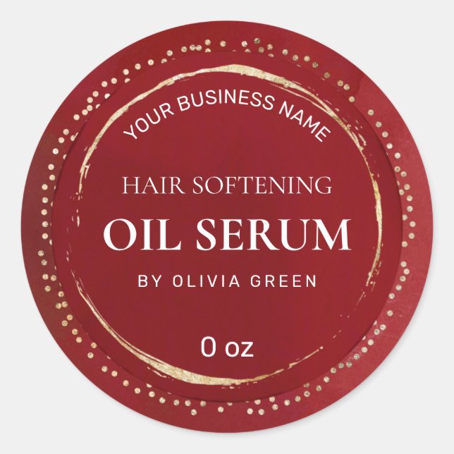 Points Peints Étiquettes De Sérum De Cheveux Rouge (Devant)