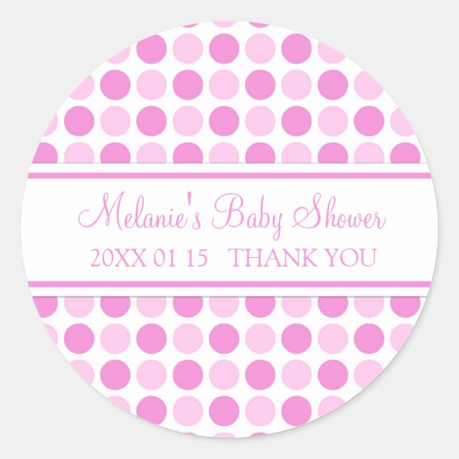 Points roses Baby shower Favoriser les autocollant (Devant)