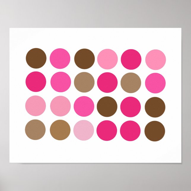 Points roses et Brown Poster Motif moderne Abstrai (Devant)