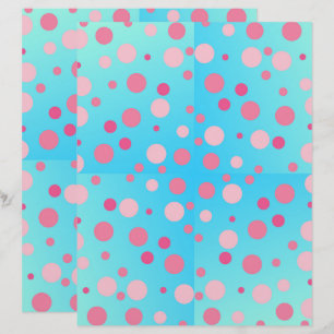 Points roses sur papier scrapbooking Recyclé bleu