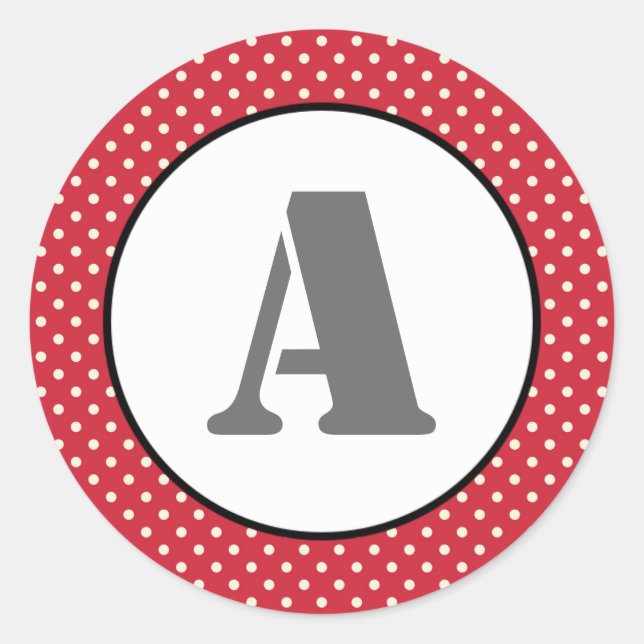 Points rouges et blancs - autocollant de cercle (Devant)