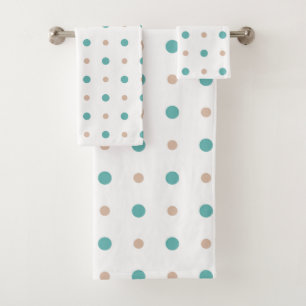 Points turquoise, beige et blanc