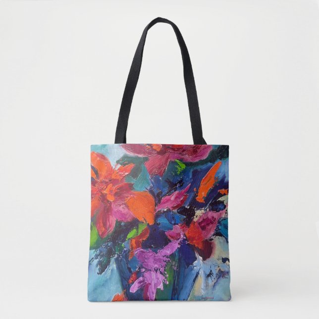 Pointsettia & Snowman Tote Bag Tasche (Vorderseite)