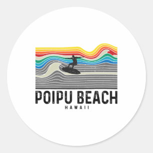 Poipu Beach Hawaii Surfer Männer Frauen Runder Aufkleber