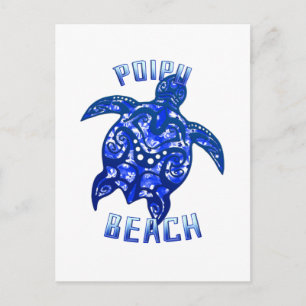 Poipu Beach Hawaii Vacation Tribal Turtle Postkarte