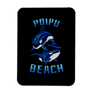Poipu Beach Hawaii Vacation Tribal Whale Orcas Magnet