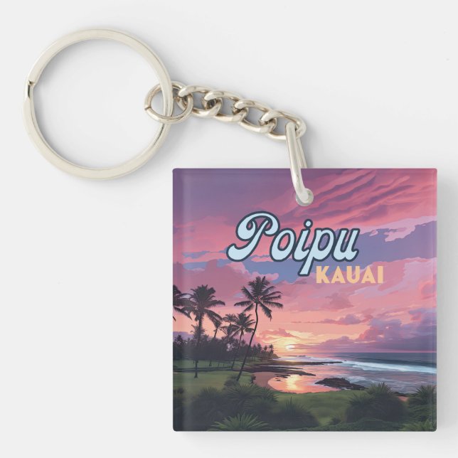 Poipu Kauai Hawaii Plage Palmiers Rétro (Devant)