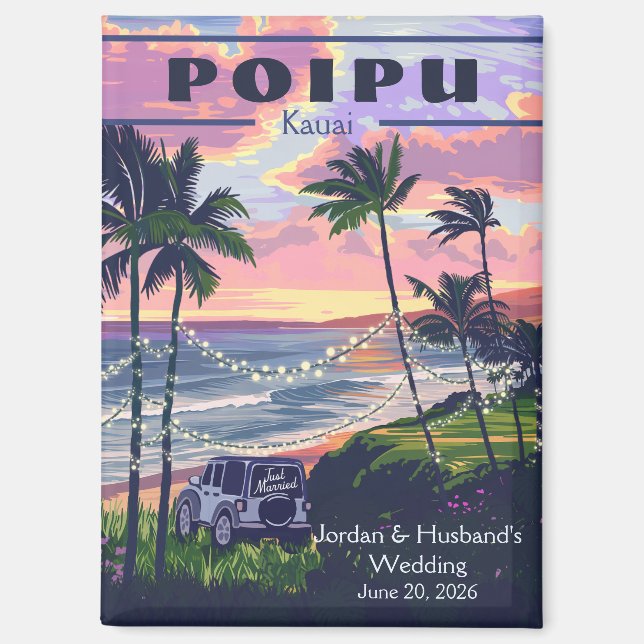 Poipu Kauai Mariage 3 Magnet personnalisé (Recto)