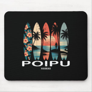 Poipu Strand Hawaii Surfbrett Surfen Retro Mousepad