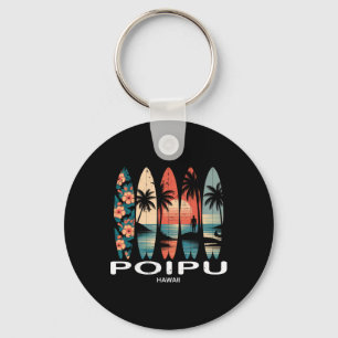 Poipu Strand Hawaii Surfbrett Surfen Retro  Schlüsselanhänger