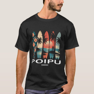 Poipu Strand Hawaii Surfbrett Surfen Retro  T-Shirt