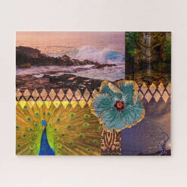 Poipu Sunrise, Kauai Hawaiian Collage (Horizontal)