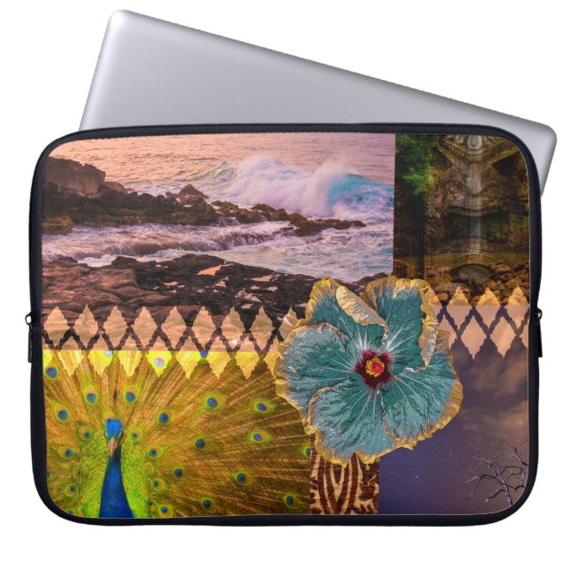 Poipu Sunrise, Kauai Hawaiian Collage Wetsuit Laptopschutzhülle (Vorderseite)