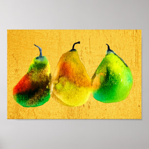 Poire art mignon poster de fruit à l'eau