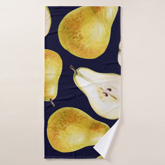 Poire rose entière jaune sur un arrière - plan noi (Serviette de bain)