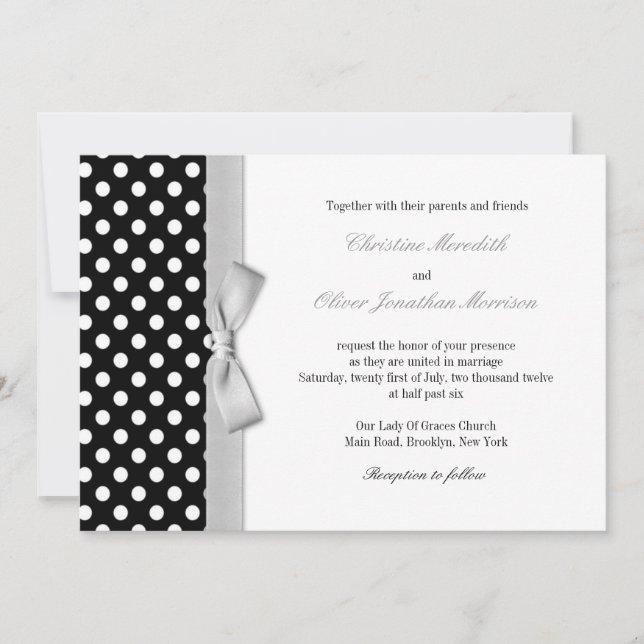 Pois avec Faire-part de mariage Gris Bow (Devant)